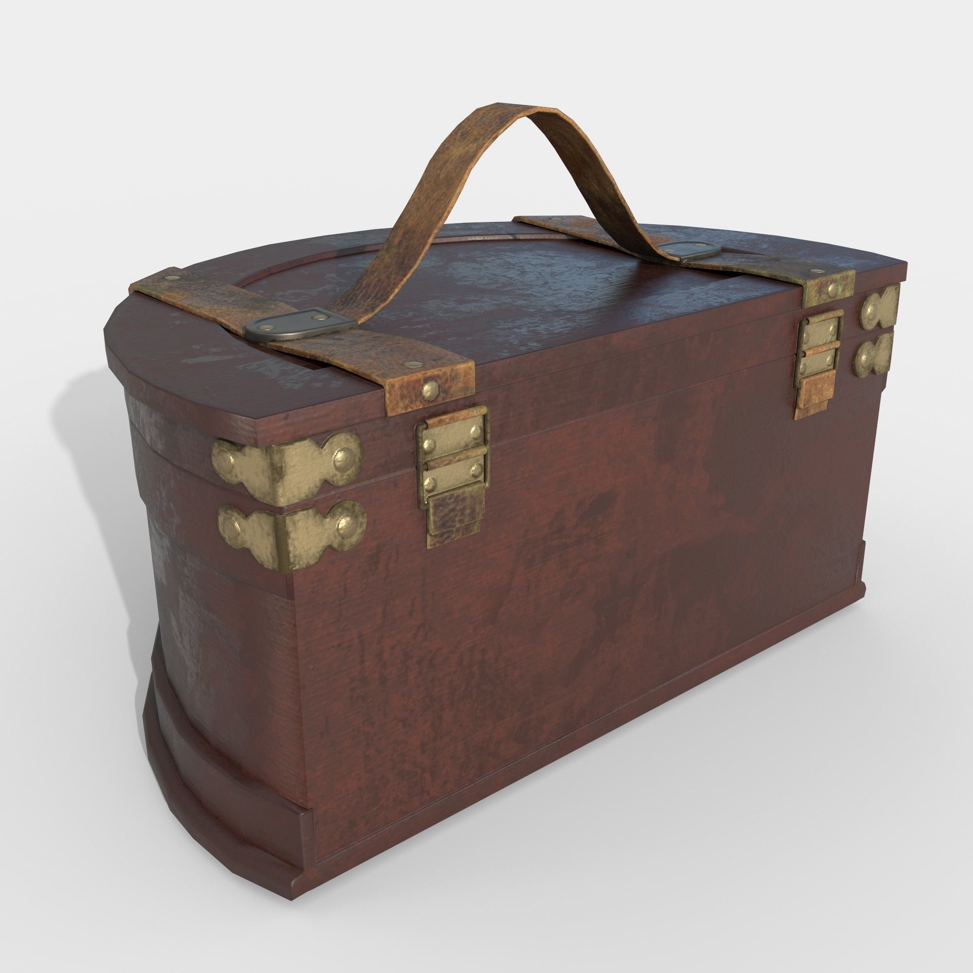 Antique Wooden Box 3D model_4