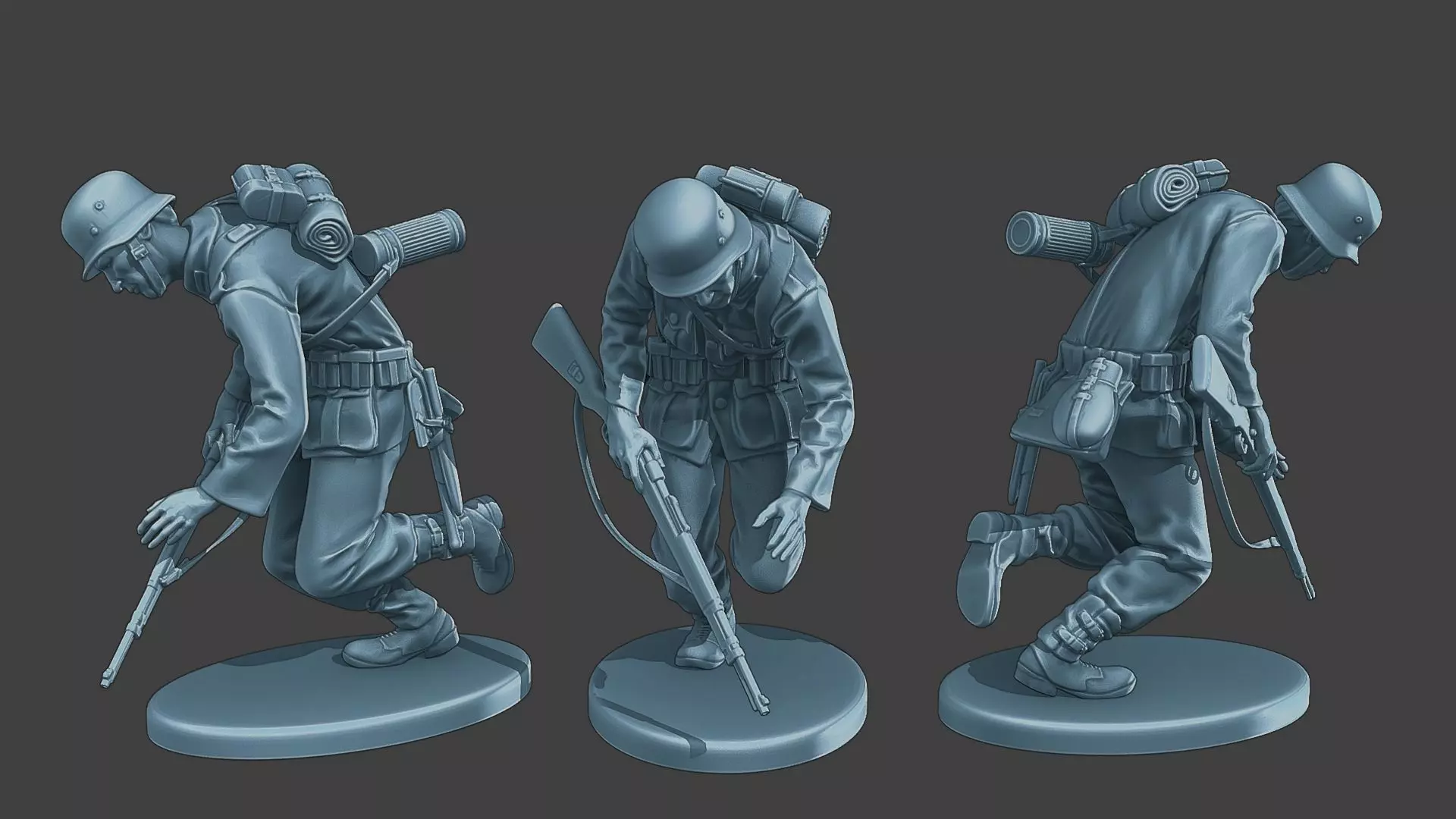 German soldier ww2 shooted G1 3D print model_0