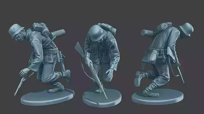 German soldier ww2 shooted G1 3D print model