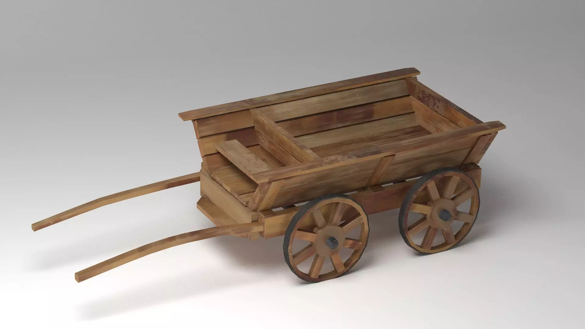 Old Wooden Cart PBR 3D model
