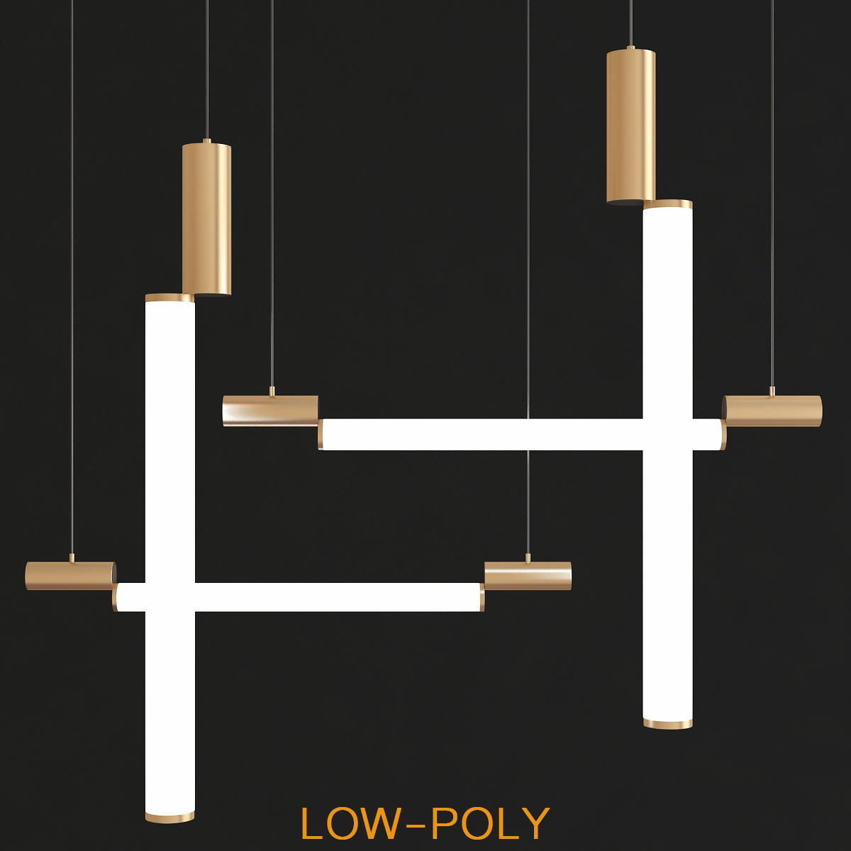 Chandelier 3d model collection 10 Pieces Low-poly 3D model_17