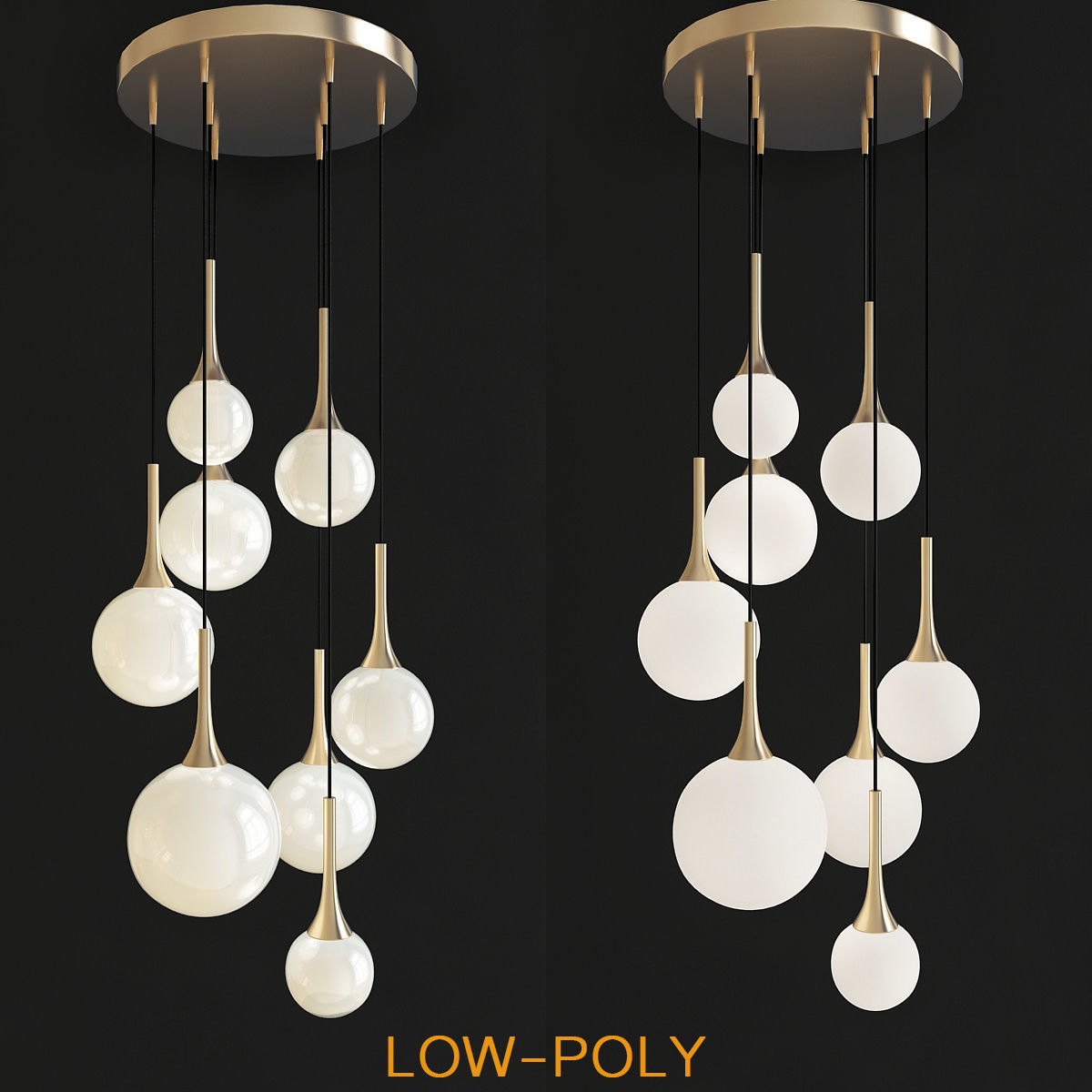 Chandelier 3d model collection 10 Pieces Low-poly 3D model_6