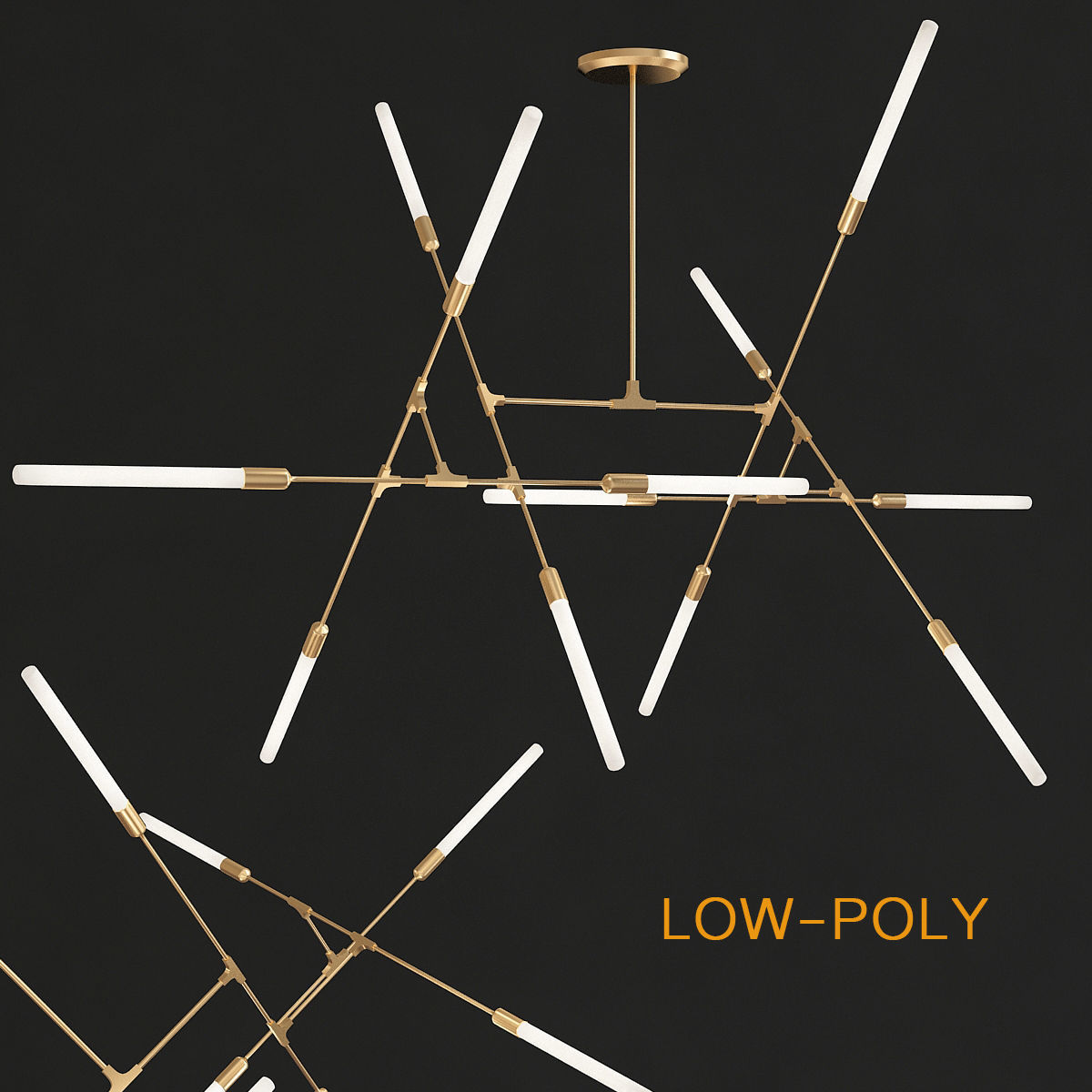 Chandelier 3d model collection 10 Pieces Low-poly 3D model_4