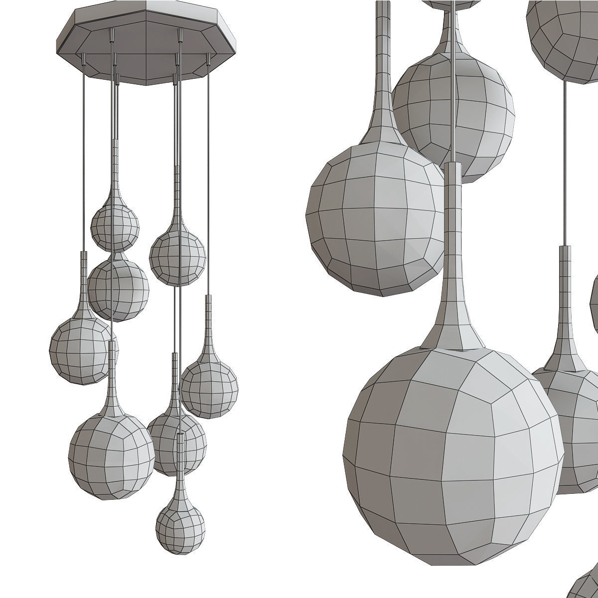 Chandelier 3d model collection 10 Pieces Low-poly 3D model_5