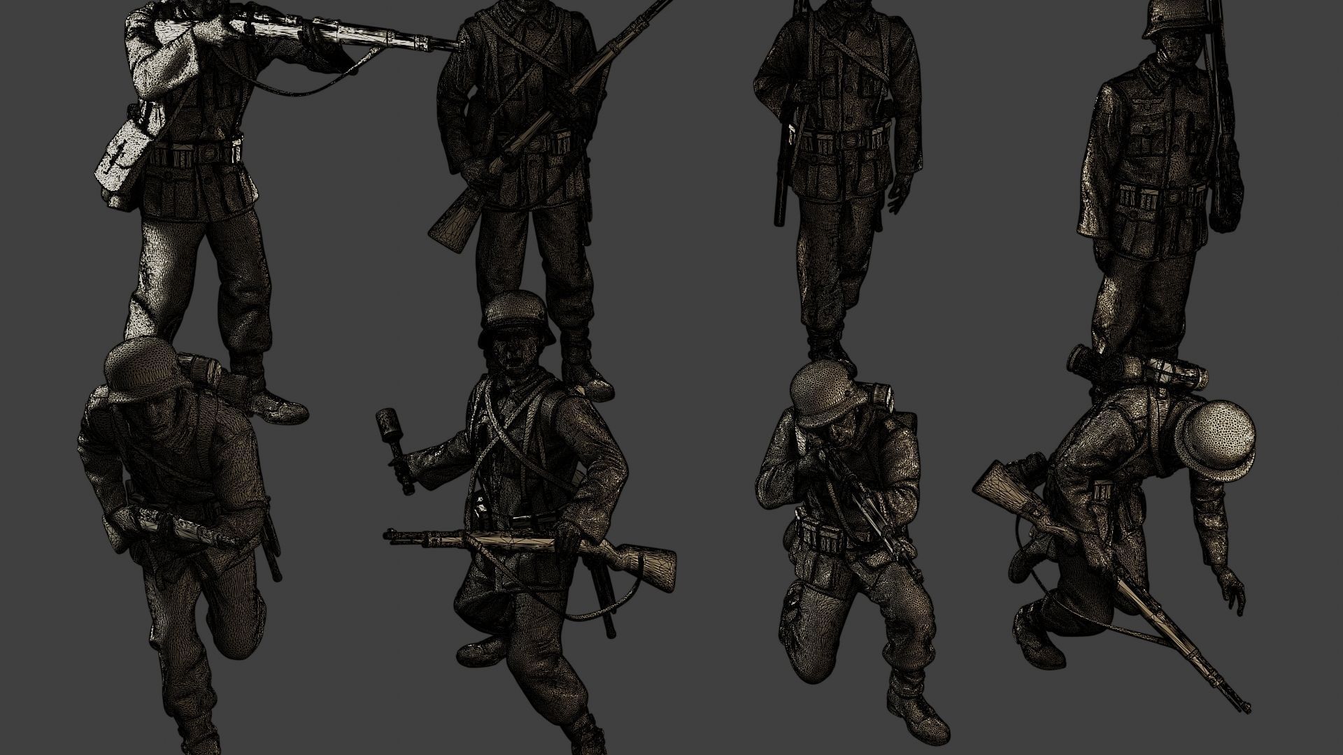 German soldiers ww2 G1 Pack1 3D Model Collection_10