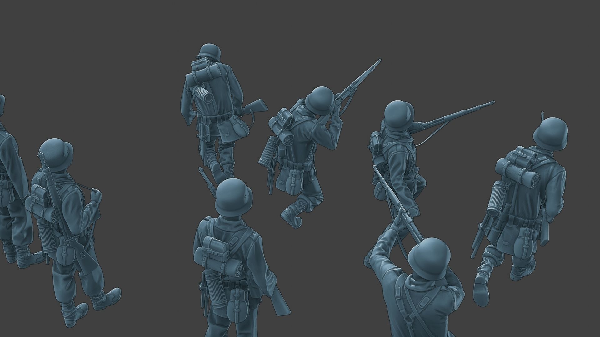 German soldiers ww2 G1 Pack1 3D Model Collection_11