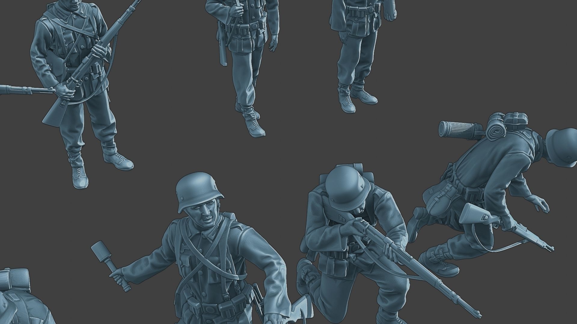 German soldiers ww2 G1 Pack1 3D Model Collection_23