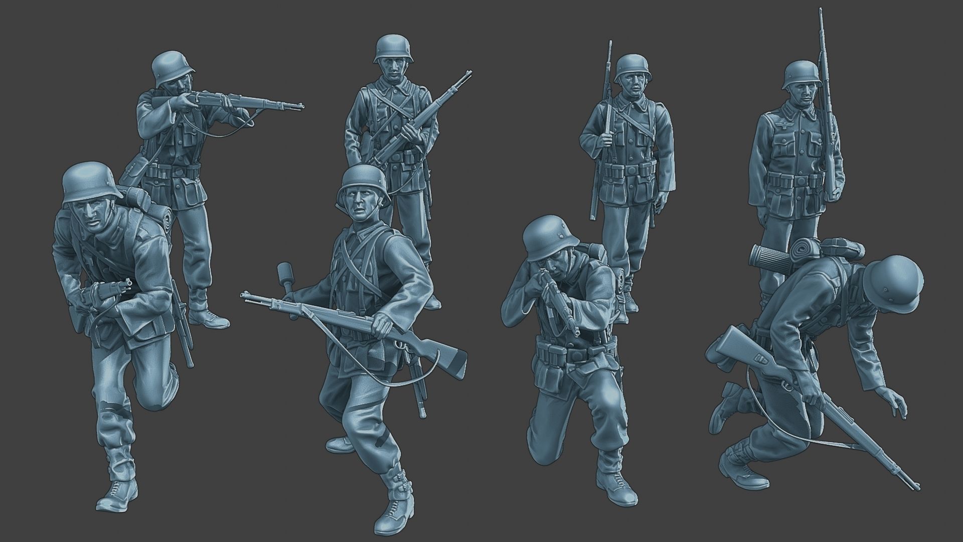 German soldiers ww2 G1 Pack1 3D Model Collection_1