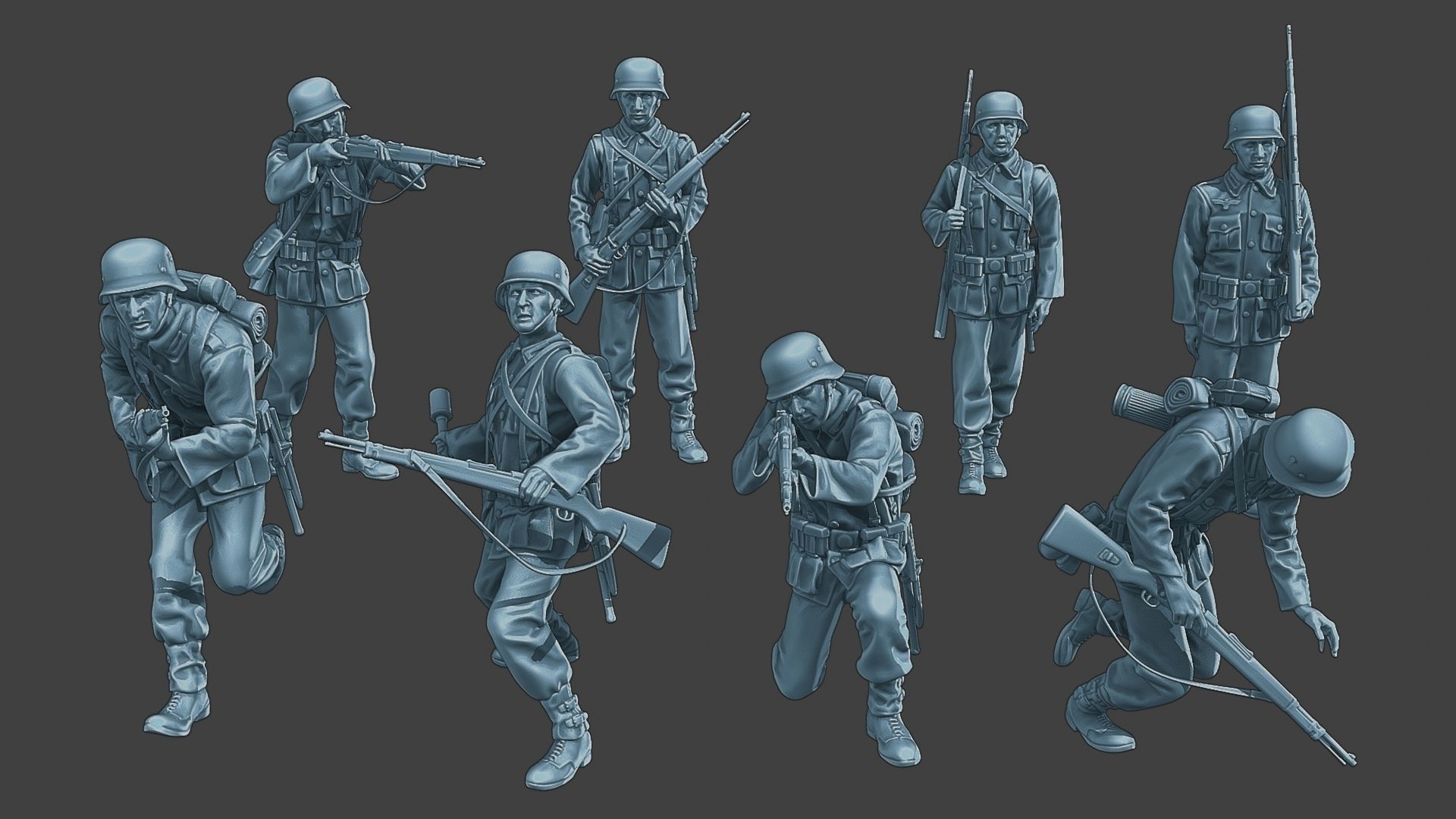 German soldiers ww2 G1 Pack1 3D Model Collection_9
