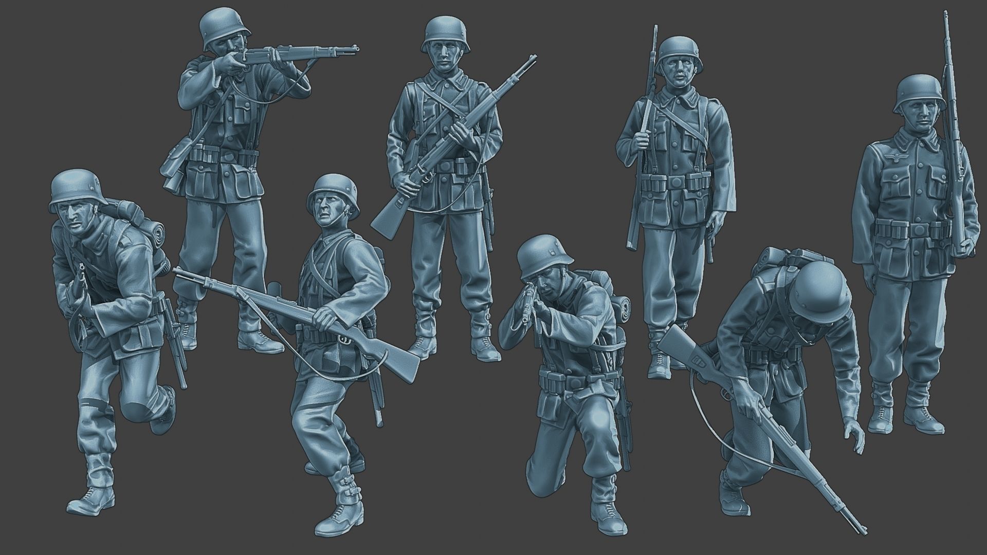 German soldiers ww2 G1 Pack1 3D Model Collection_0