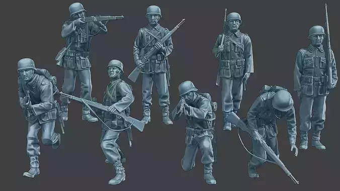 German soldiers ww2 G1 Pack1 3D Model Collection