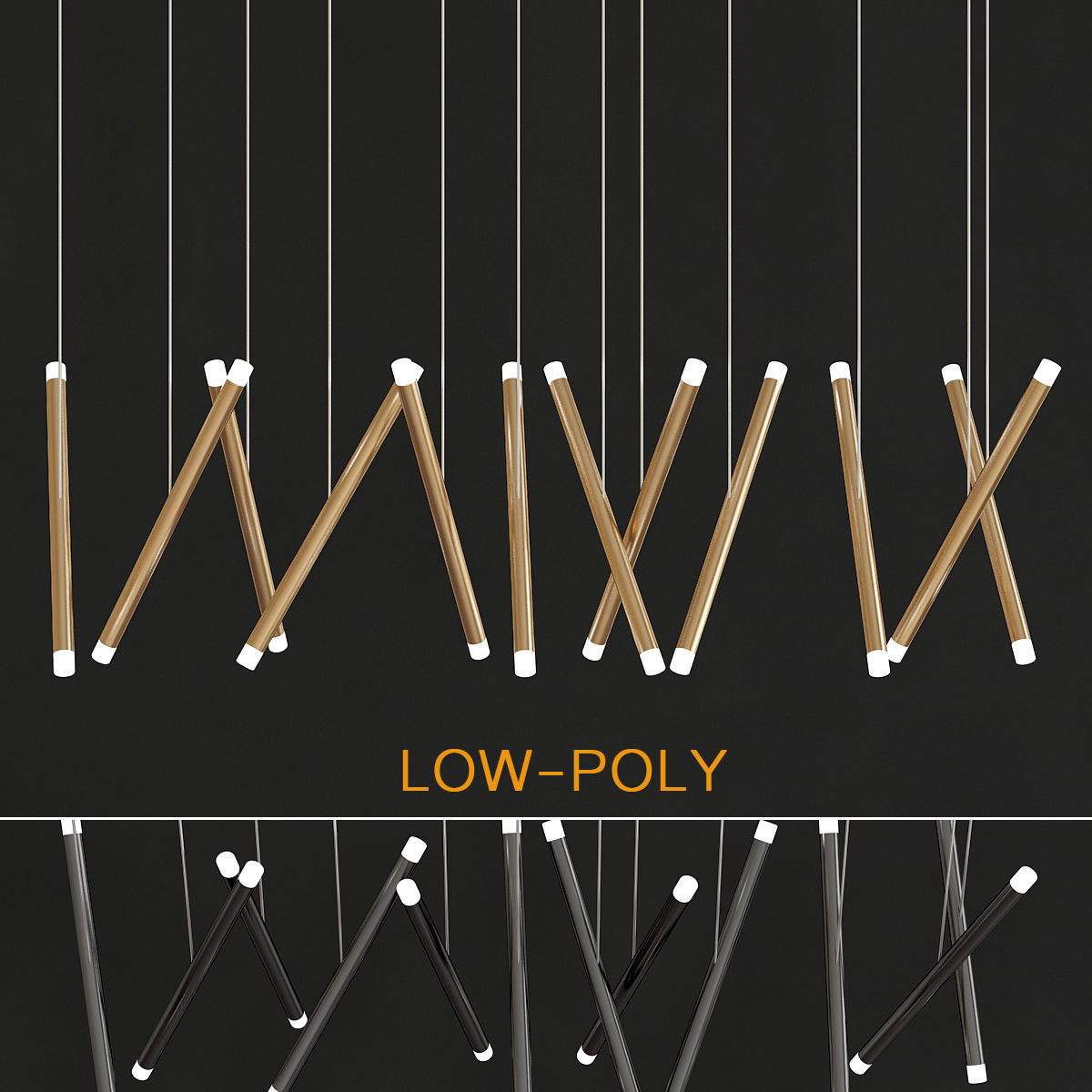 Chandelier 3d model collection 10 Pieces Low-poly 3D model_6