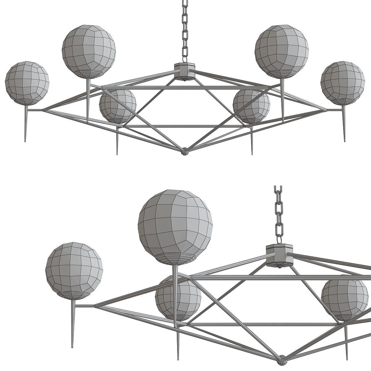 Chandelier 3d model collection 10 Pieces Low-poly 3D model_14