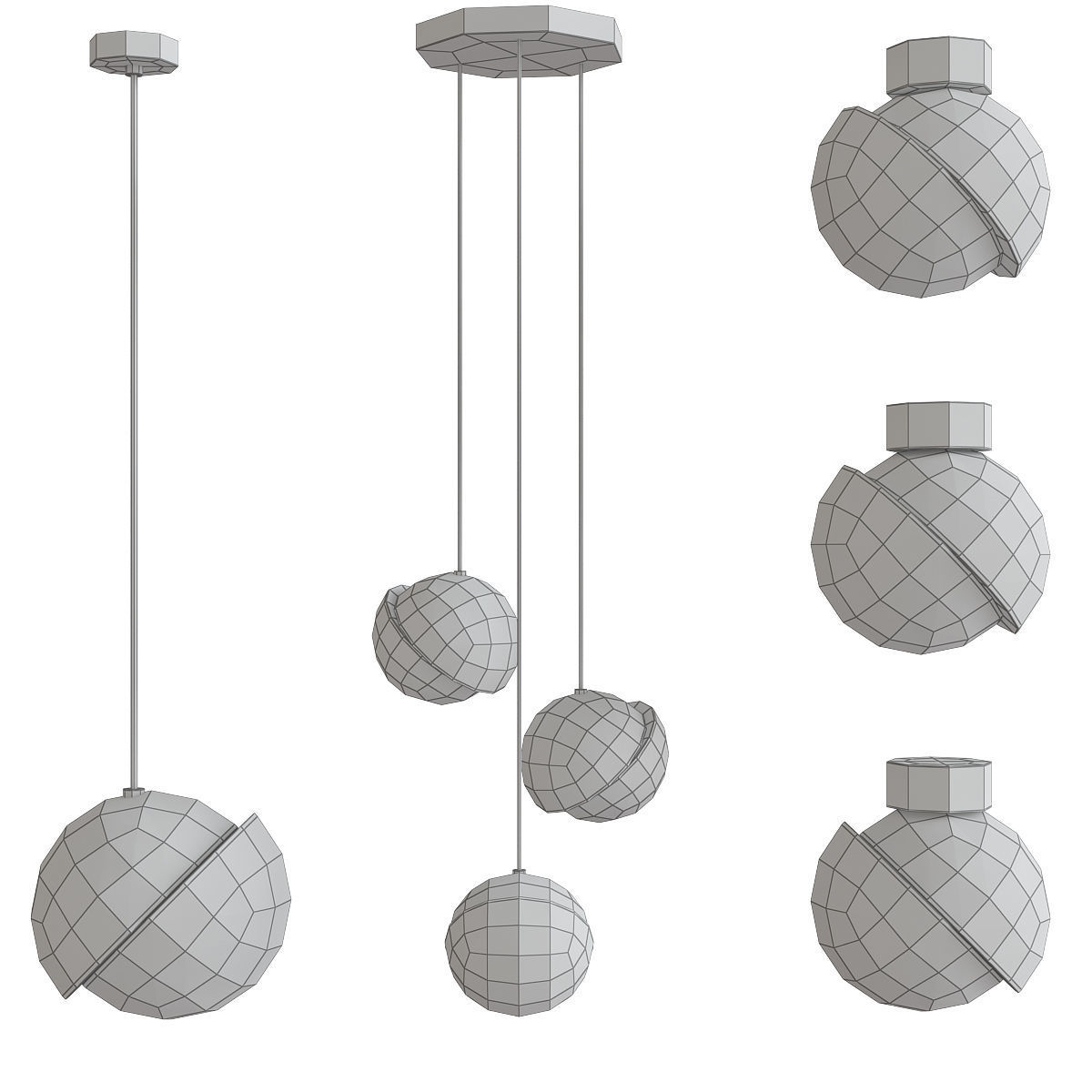 Chandelier 3d model collection 10 Pieces Low-poly 3D model_3