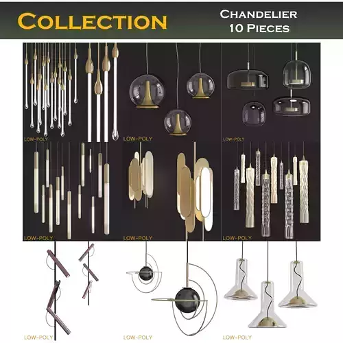 Chandelier 3d model collection 10 Pieces Low-poly 3D model