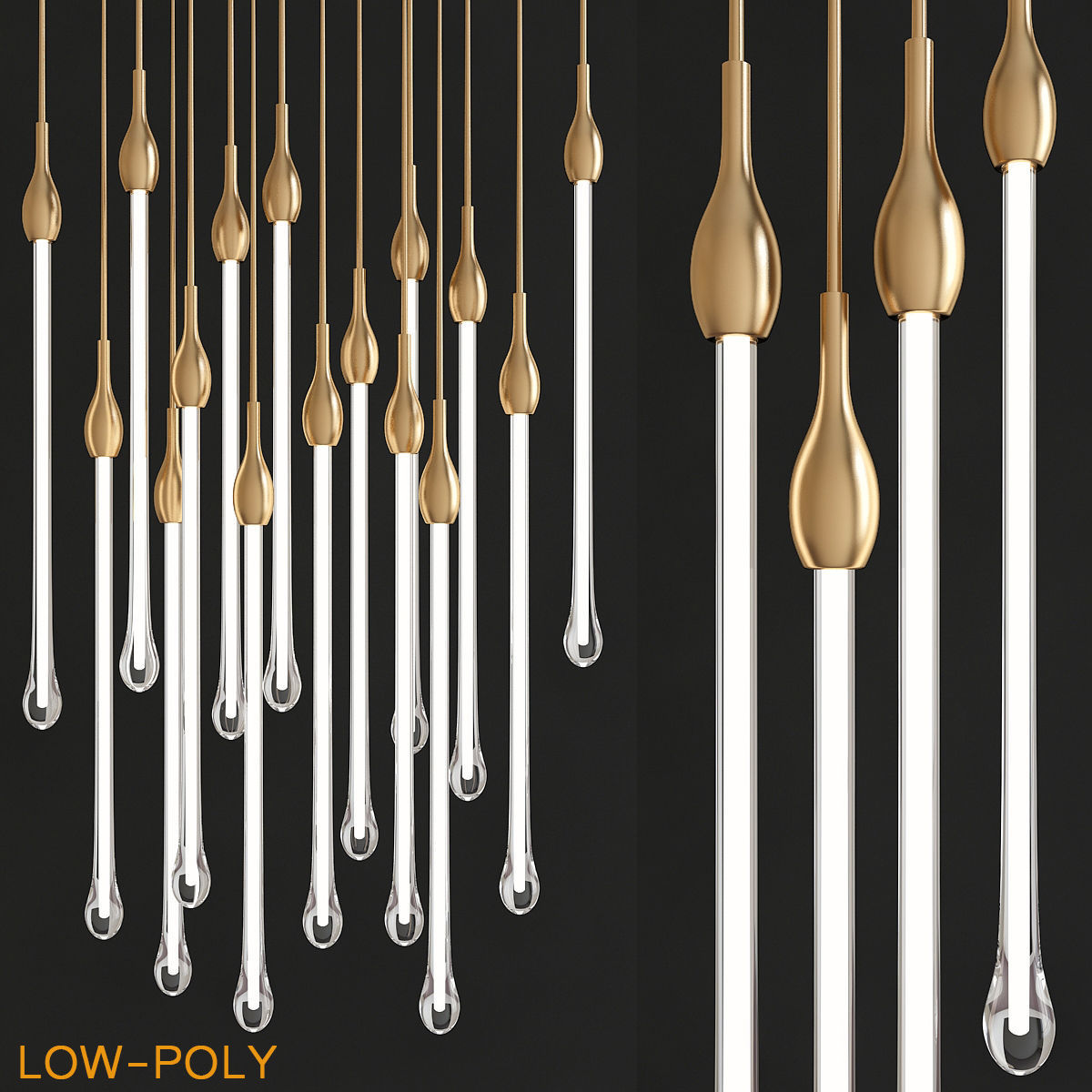Chandelier 3d model collection 10 Pieces Low-poly 3D model_1