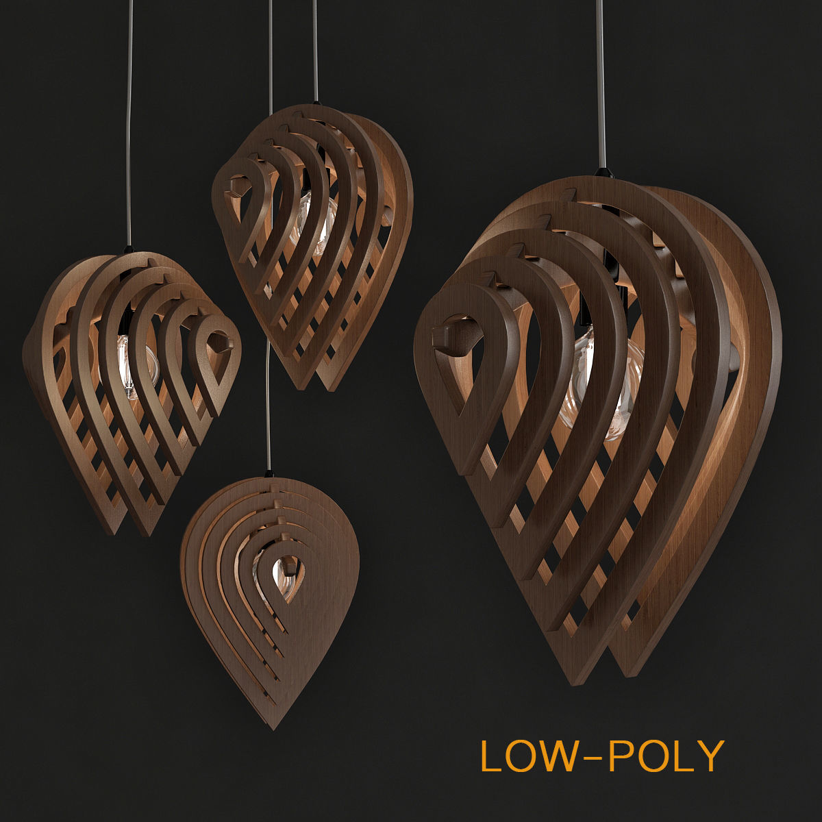 Chandelier 3d model collection 10 Pieces Low-poly 3D model_20