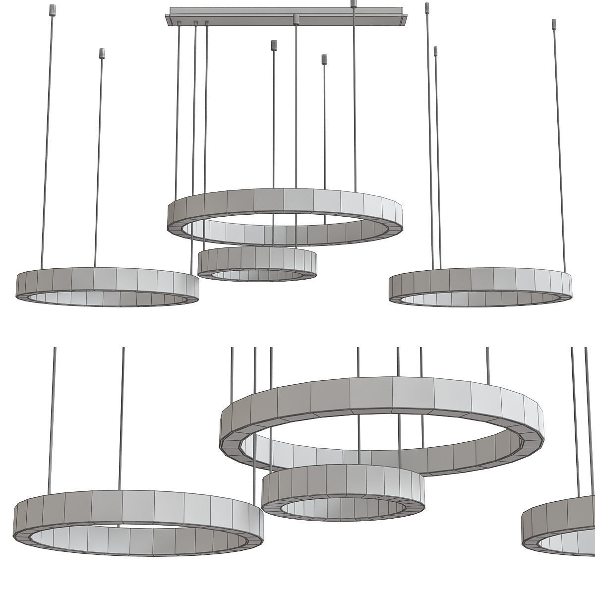 Chandelier 3d model collection 10 Pieces Low-poly 3D model_3