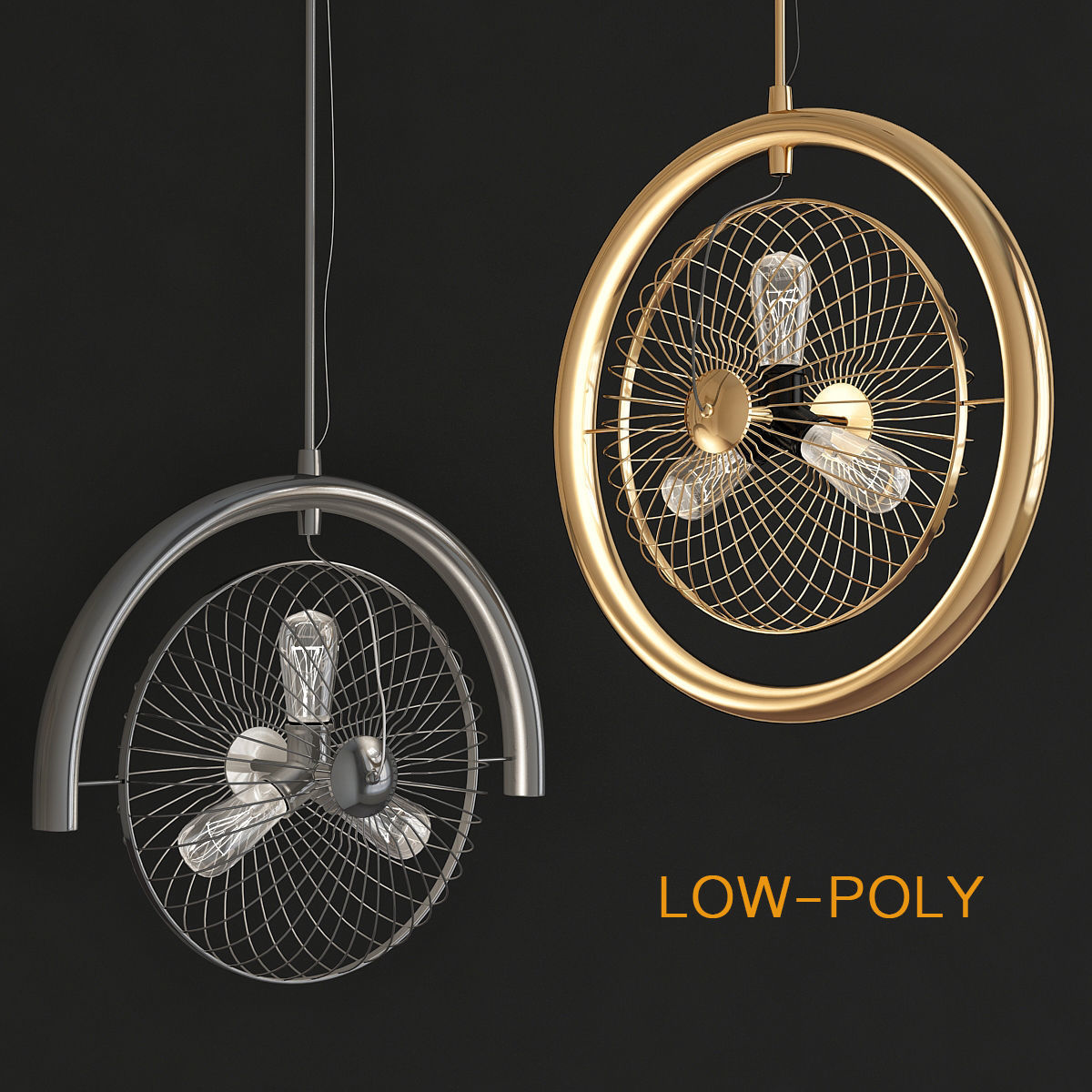 Chandelier 3d model collection 10 Pieces Low-poly 3D model_10