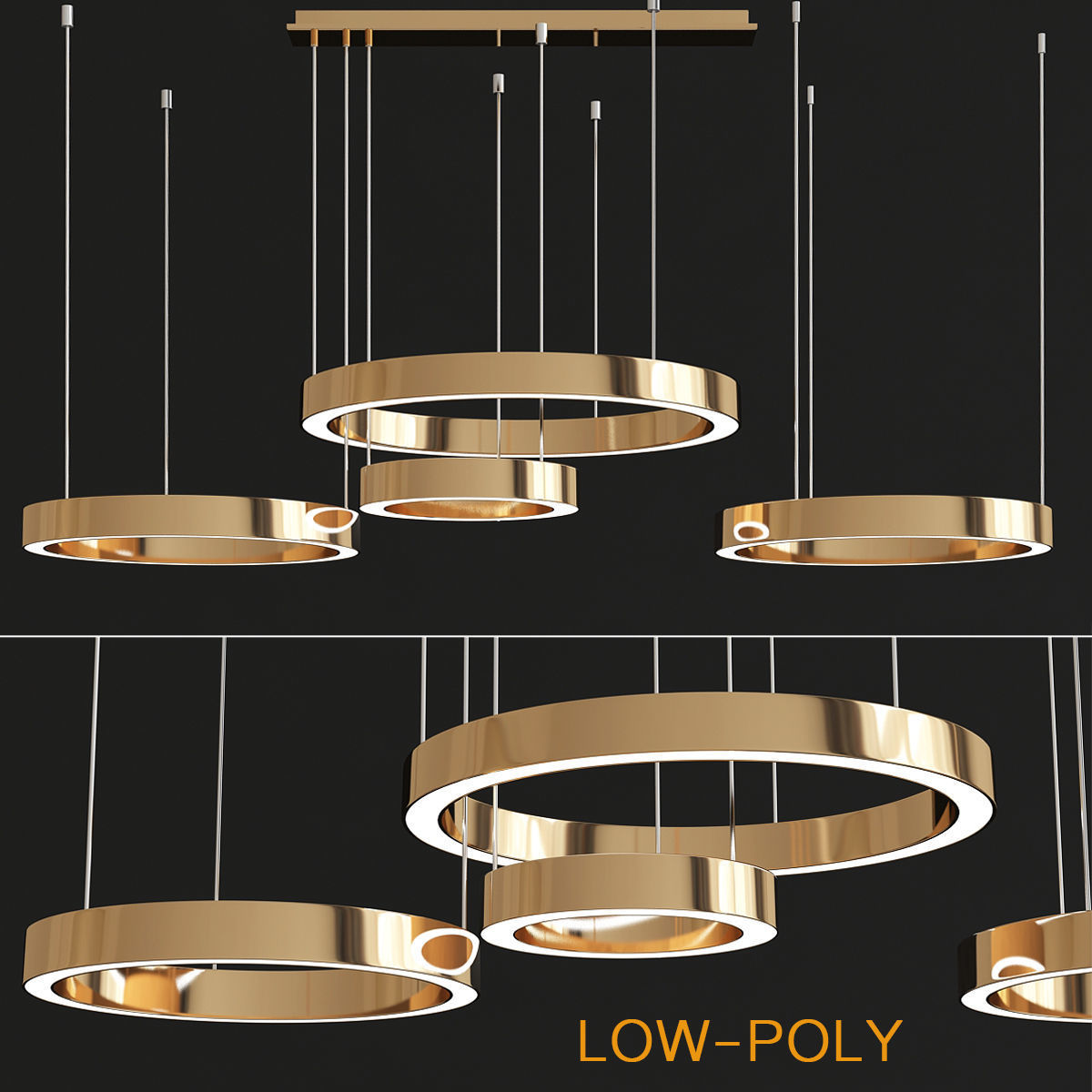 Chandelier 3d model collection 10 Pieces Low-poly 3D model_4