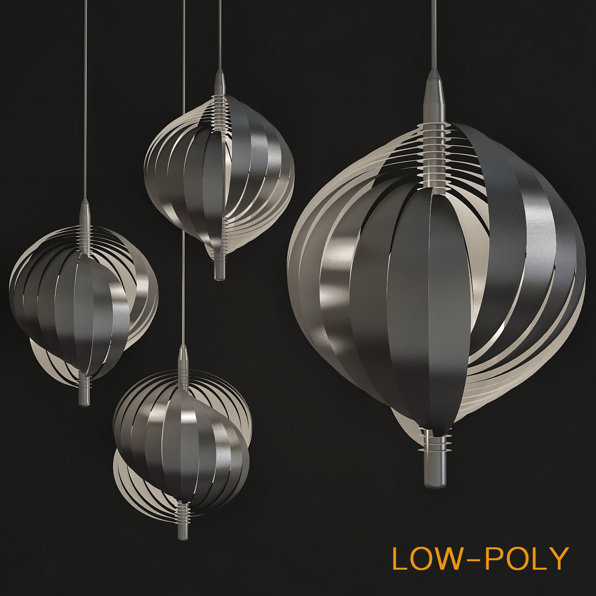 Chandelier 3d model collection 10 Pieces Low-poly 3D model_18