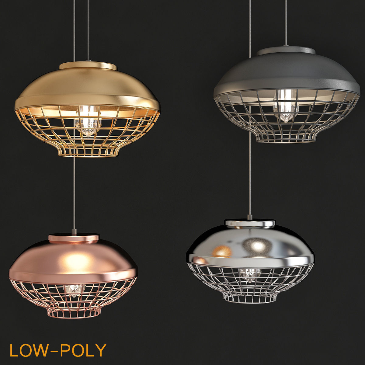 Chandelier 3d model collection 10 Pieces Low-poly 3D model_20