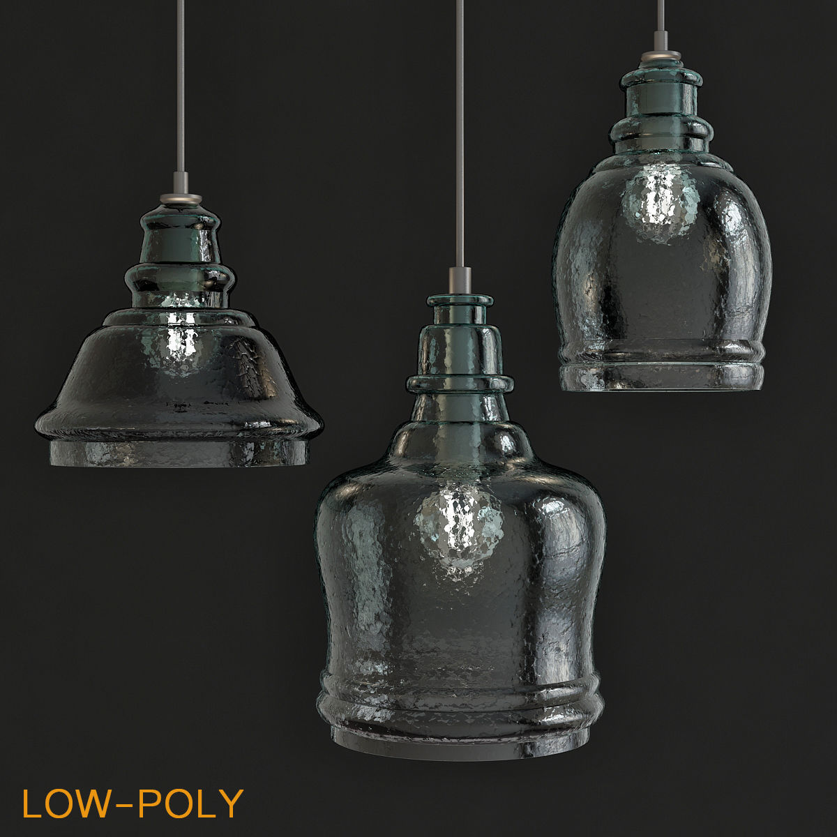 Chandelier 3d model collection 10 Pieces Low-poly 3D model_8
