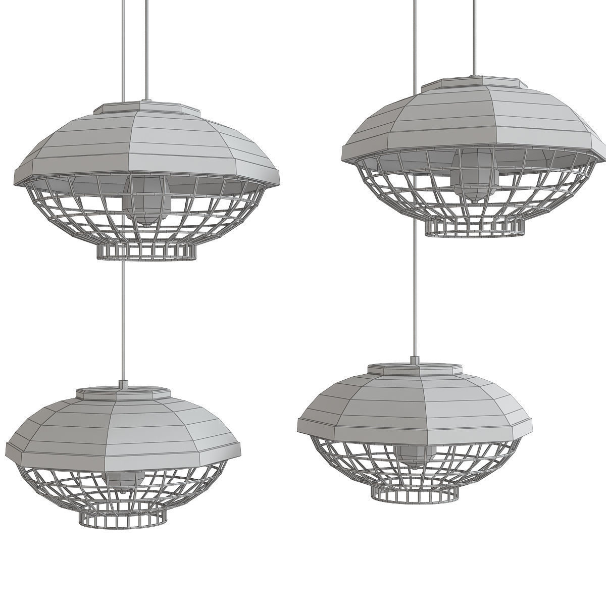 Chandelier 3d model collection 10 Pieces Low-poly 3D model_19