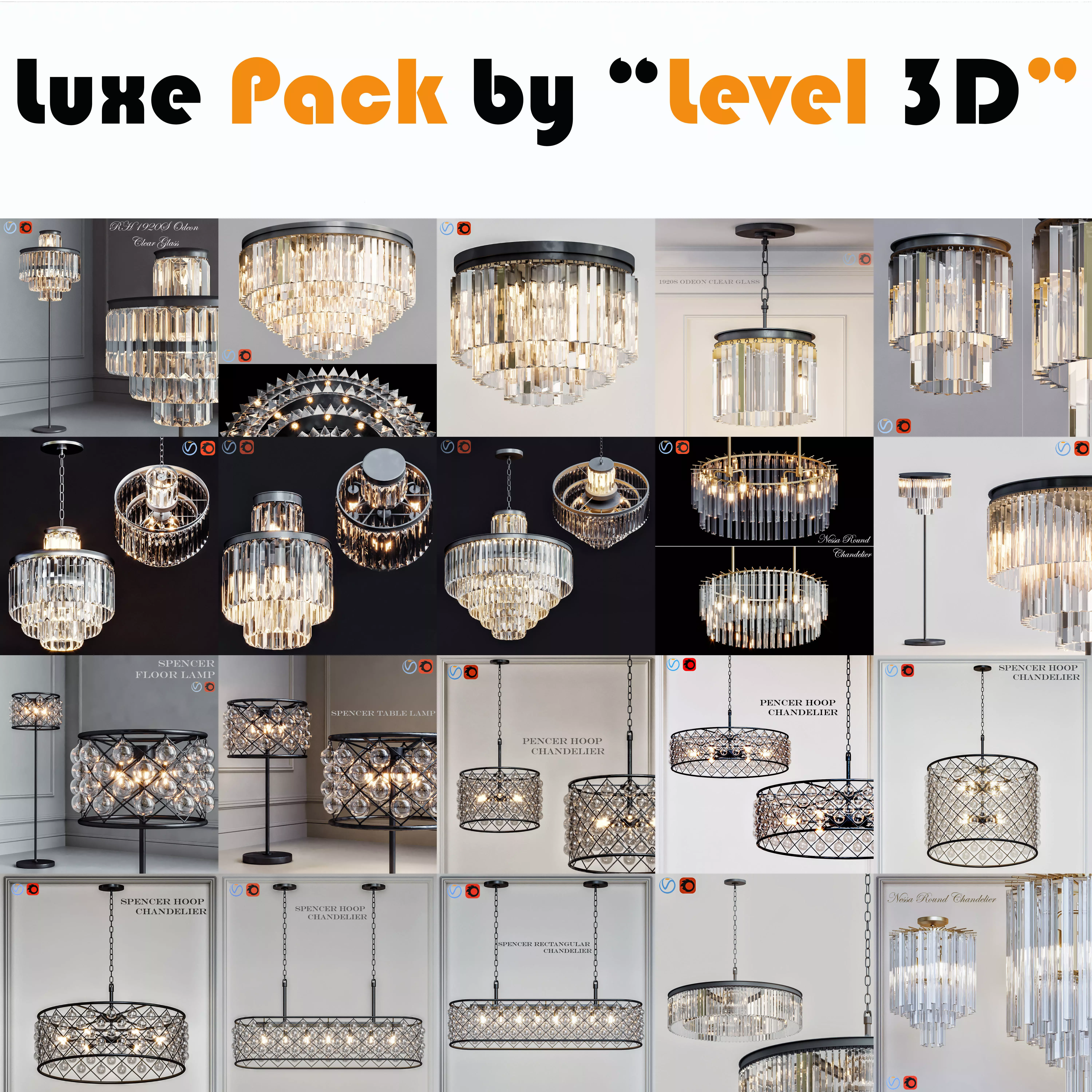 RH collection pendant lamp 3D model_0