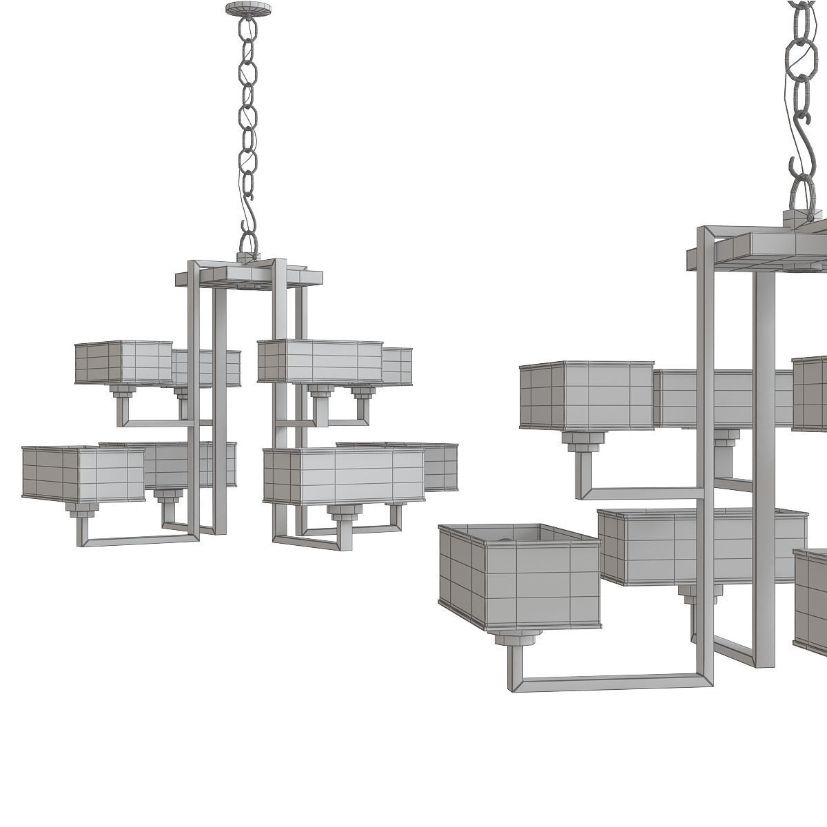 Chandelier 3d model collection 10 Pieces Low-poly 3D model_11