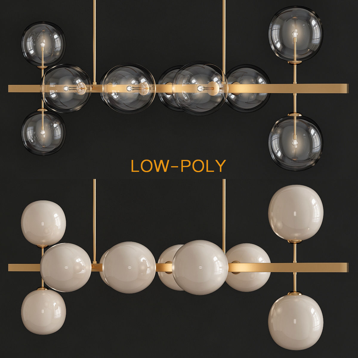 Chandelier 3d model collection 10 Pieces Low-poly 3D model_6