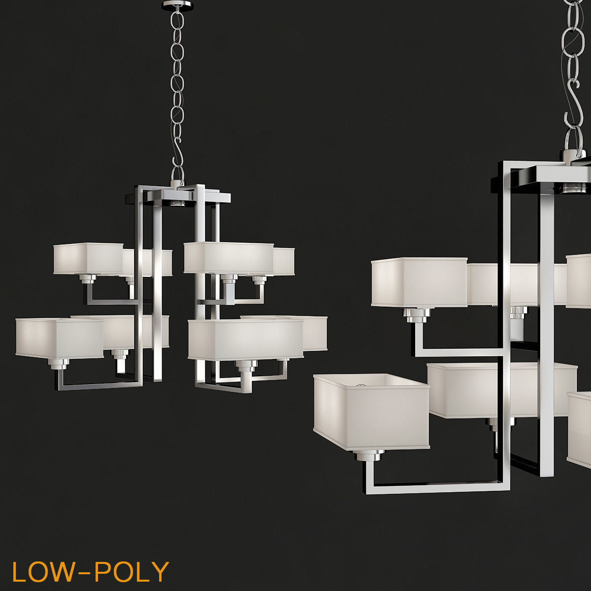 Chandelier 3d model collection 10 Pieces Low-poly 3D model_12