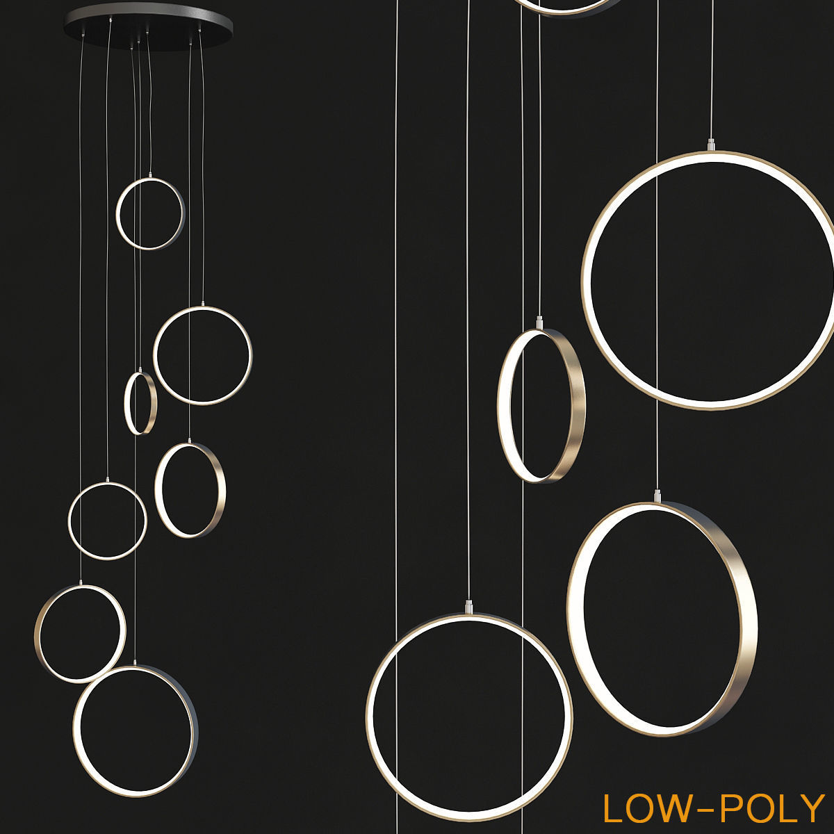Chandelier 3d model collection 10 Pieces Low-poly 3D model_7