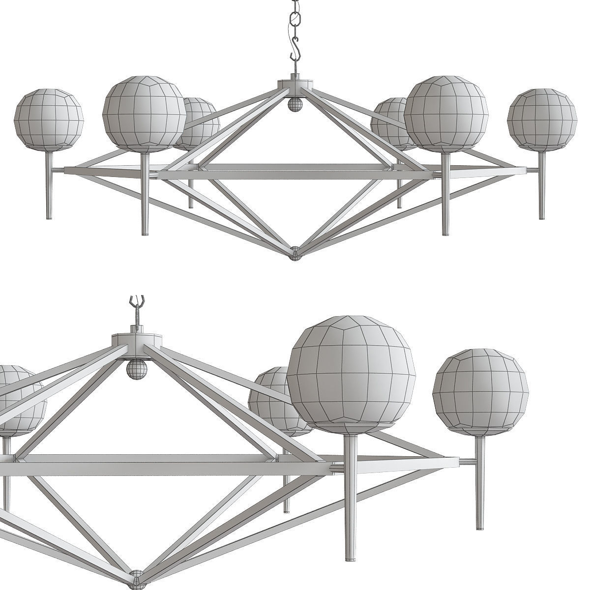 Chandelier 3d model collection 10 Pieces Low-poly 3D model_20