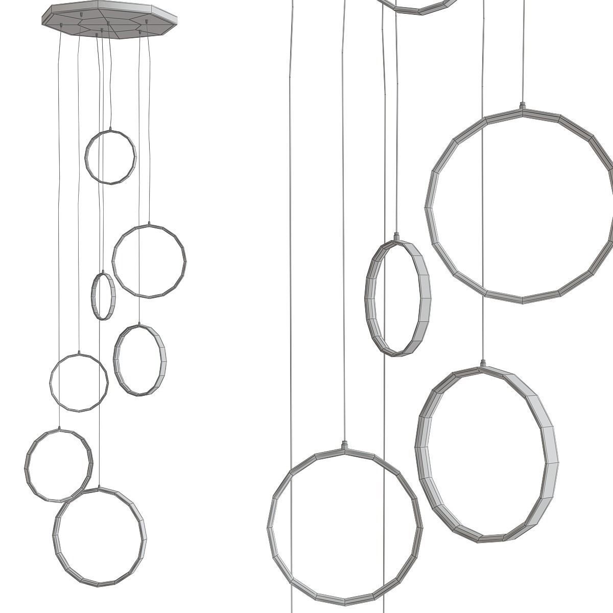 Chandelier 3d model collection 10 Pieces Low-poly 3D model_8