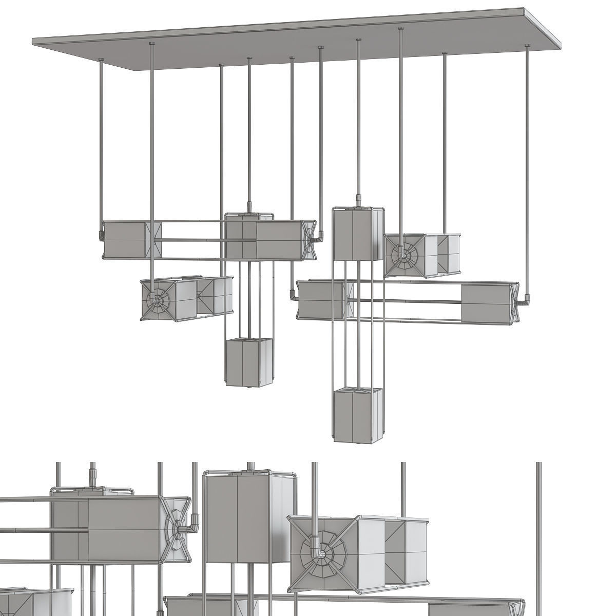 Chandelier 3d model collection 10 Pieces Low-poly 3D model_1