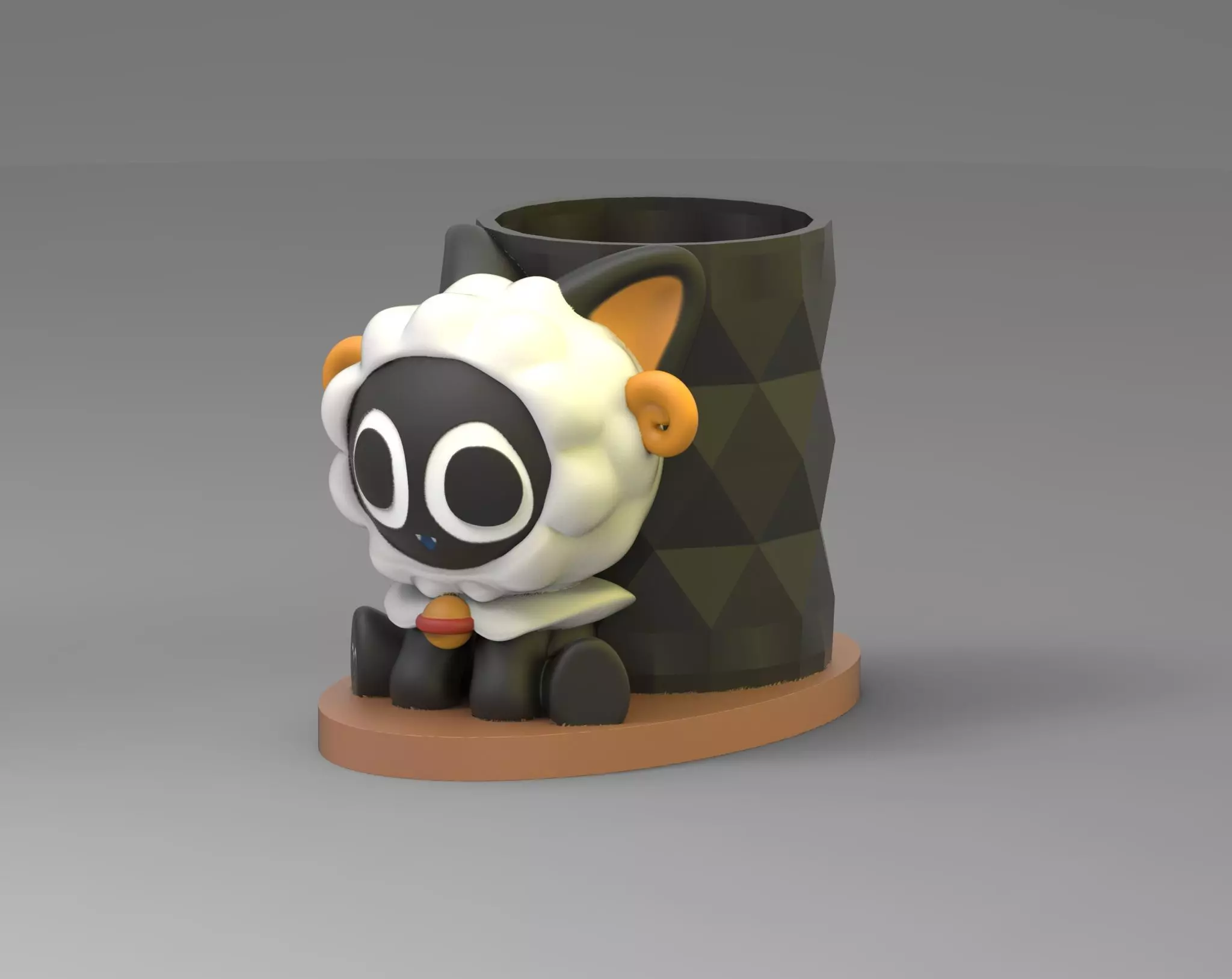 Twelve constellations Luo small black and white sheep pen holder 3D print model_0