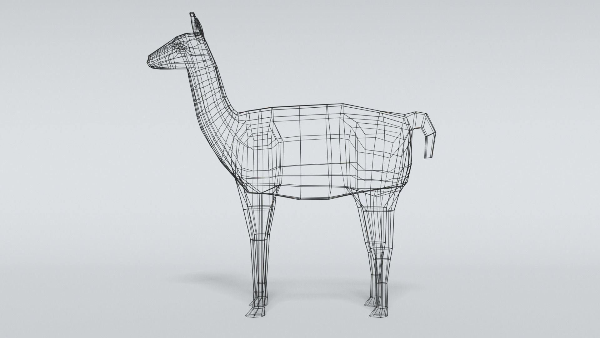 Low Poly Cartoon Llama Guanaco Low-poly 3D model_17