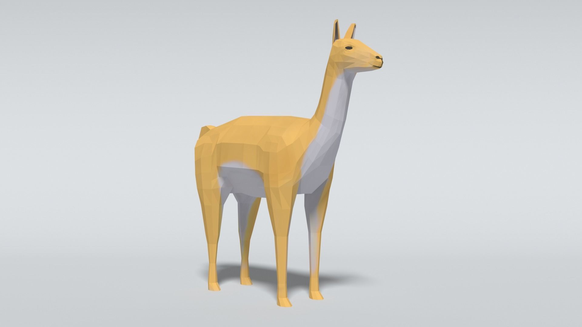Low Poly Cartoon Llama Guanaco Low-poly 3D model_3