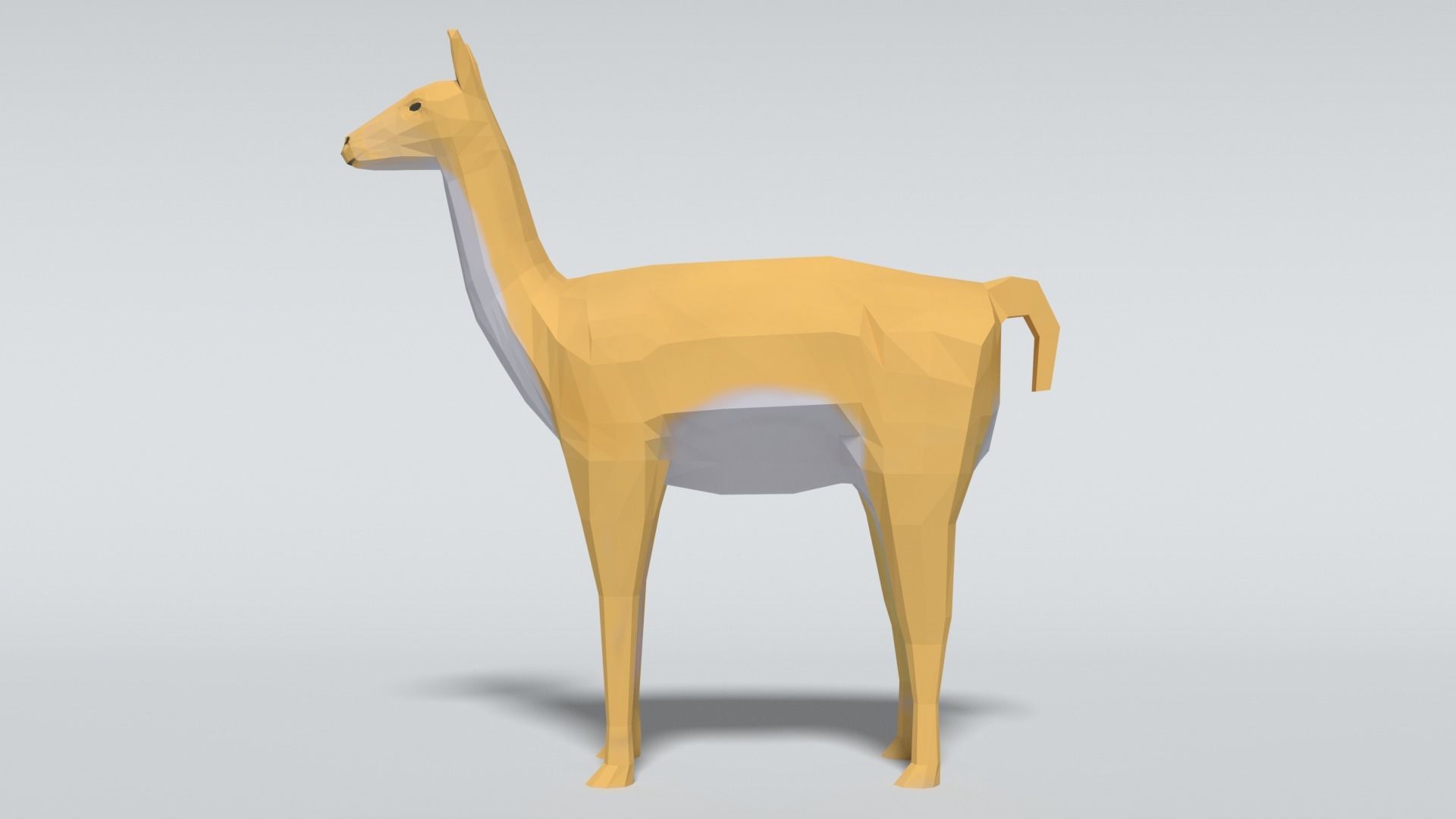 Low Poly Cartoon Llama Guanaco Low-poly 3D model_1