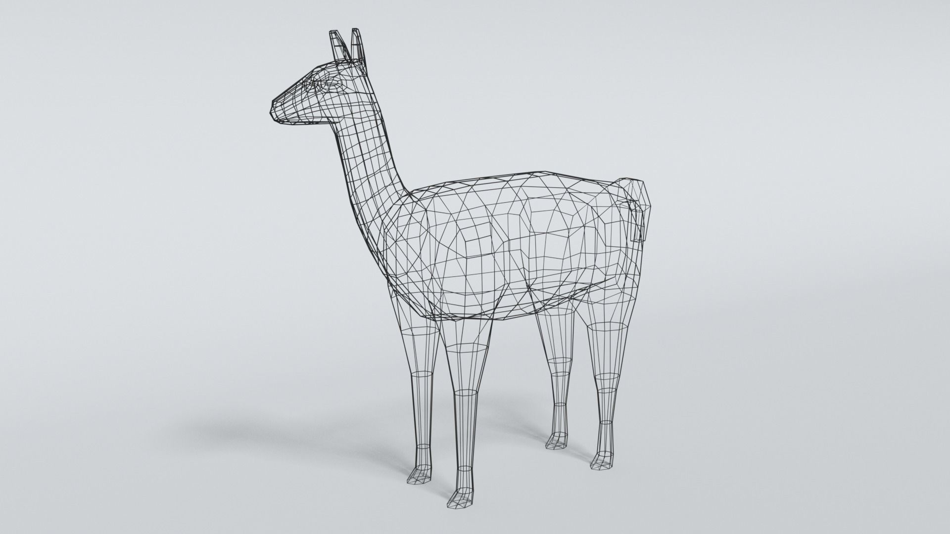 Low Poly Cartoon Llama Guanaco Low-poly 3D model_9