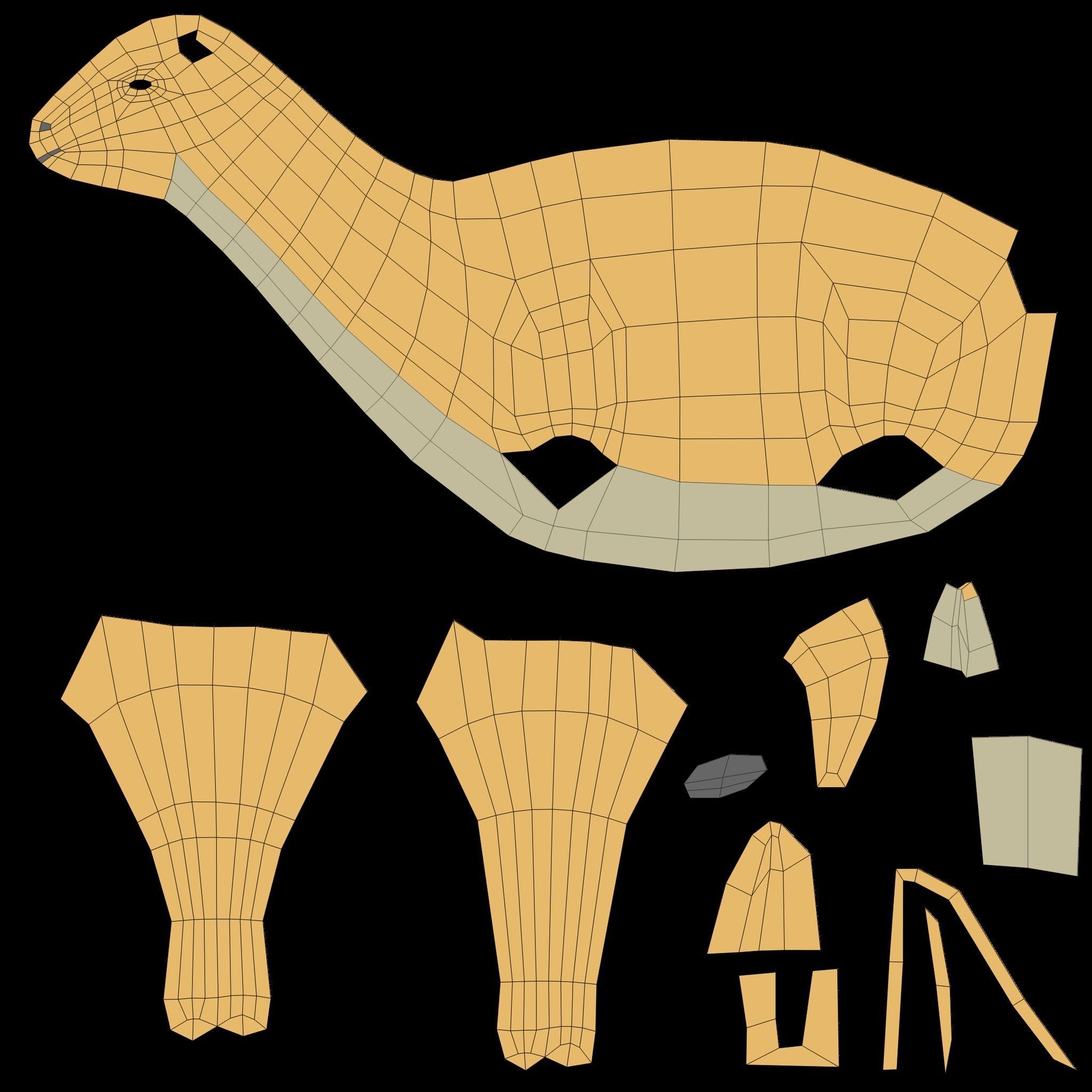 Low Poly Cartoon Llama Guanaco Low-poly 3D model_19