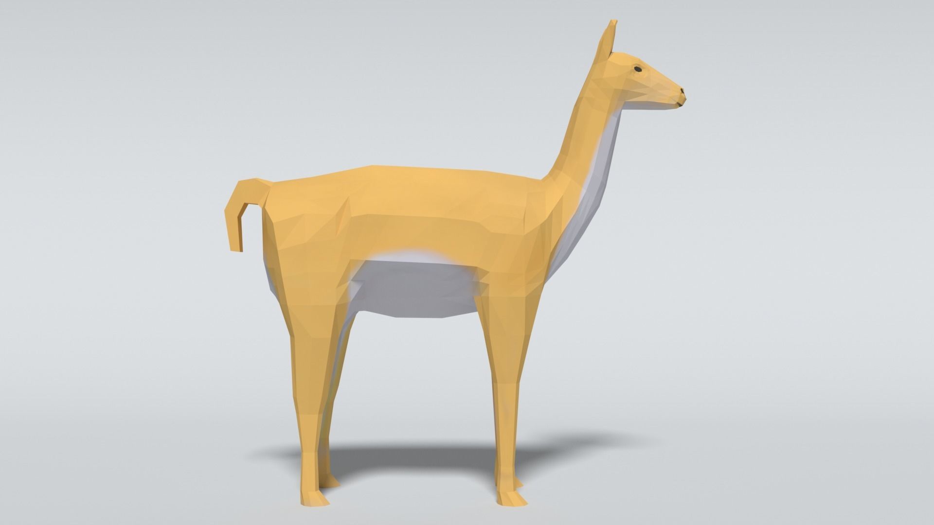 Low Poly Cartoon Llama Guanaco Low-poly 3D model_4