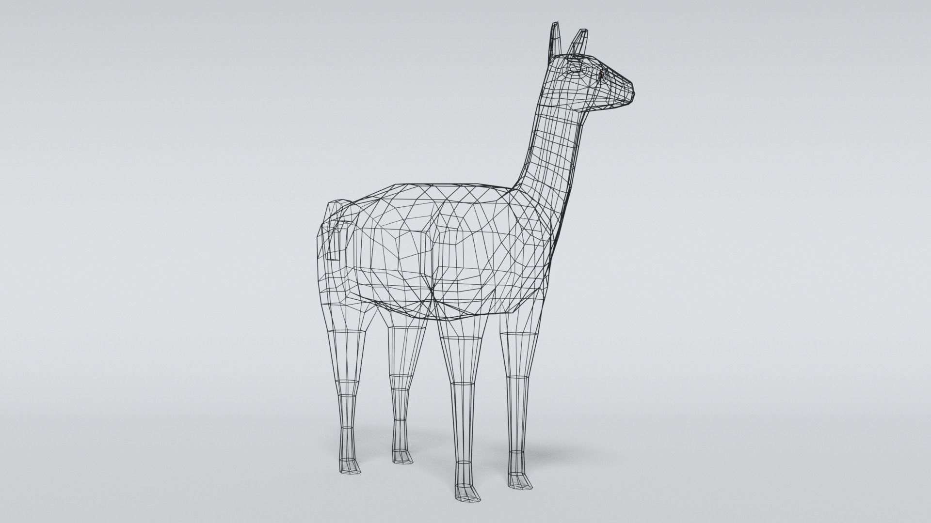 Low Poly Cartoon Llama Guanaco Low-poly 3D model_12