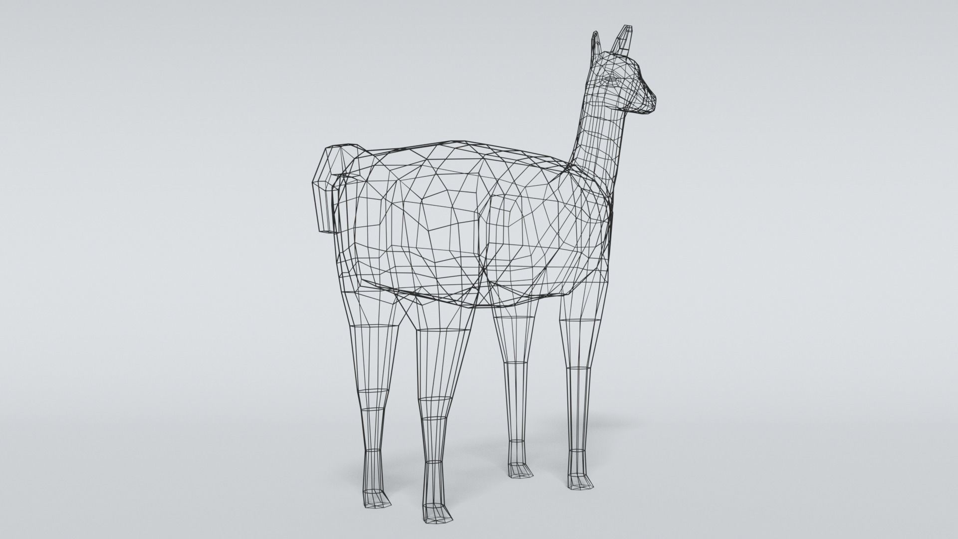 Low Poly Cartoon Llama Guanaco Low-poly 3D model_14