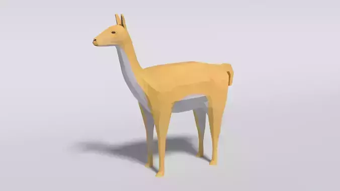 Low Poly Cartoon Llama Guanaco