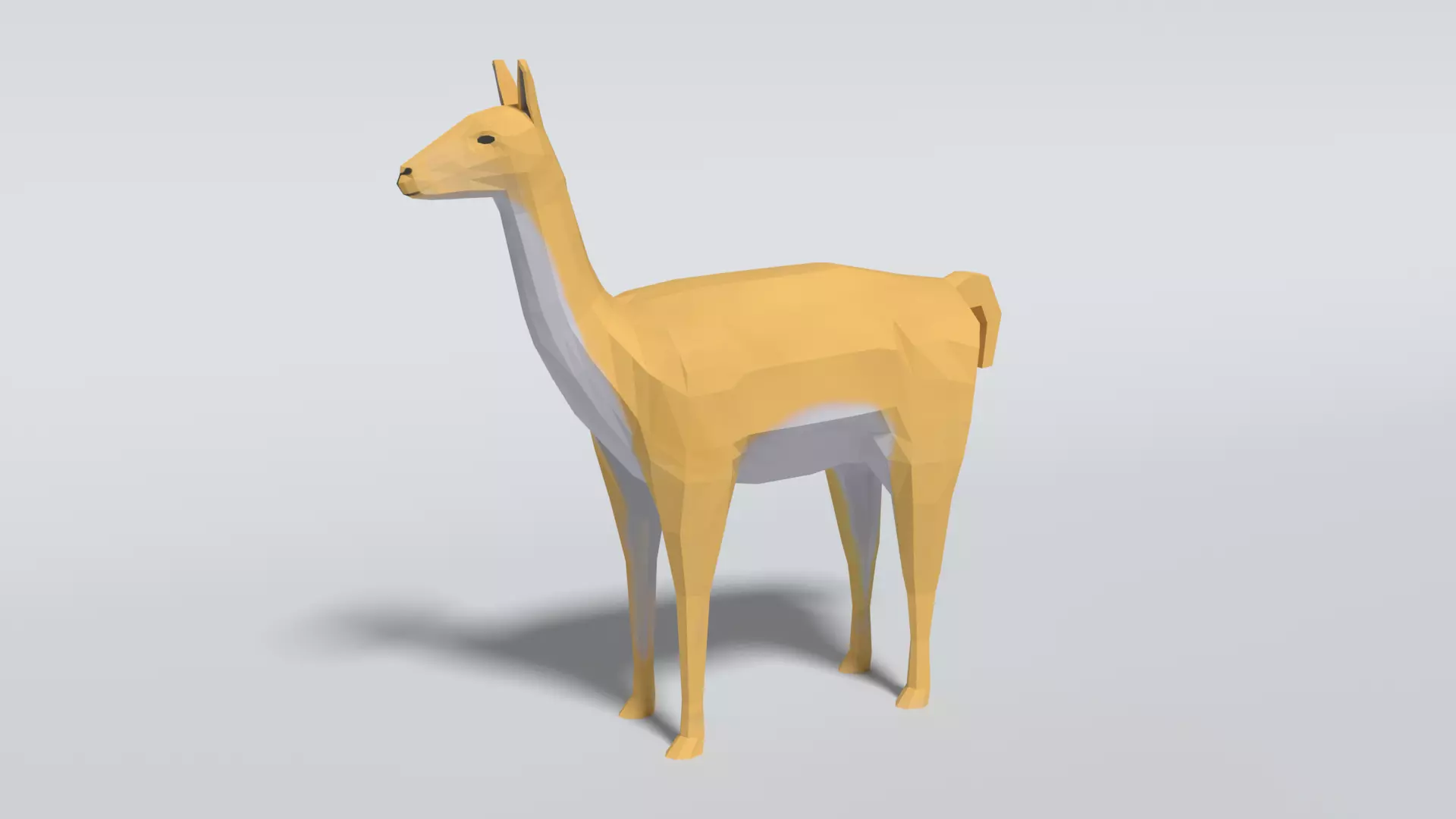 Low Poly Cartoon Llama Guanaco Low-poly 3D model_0