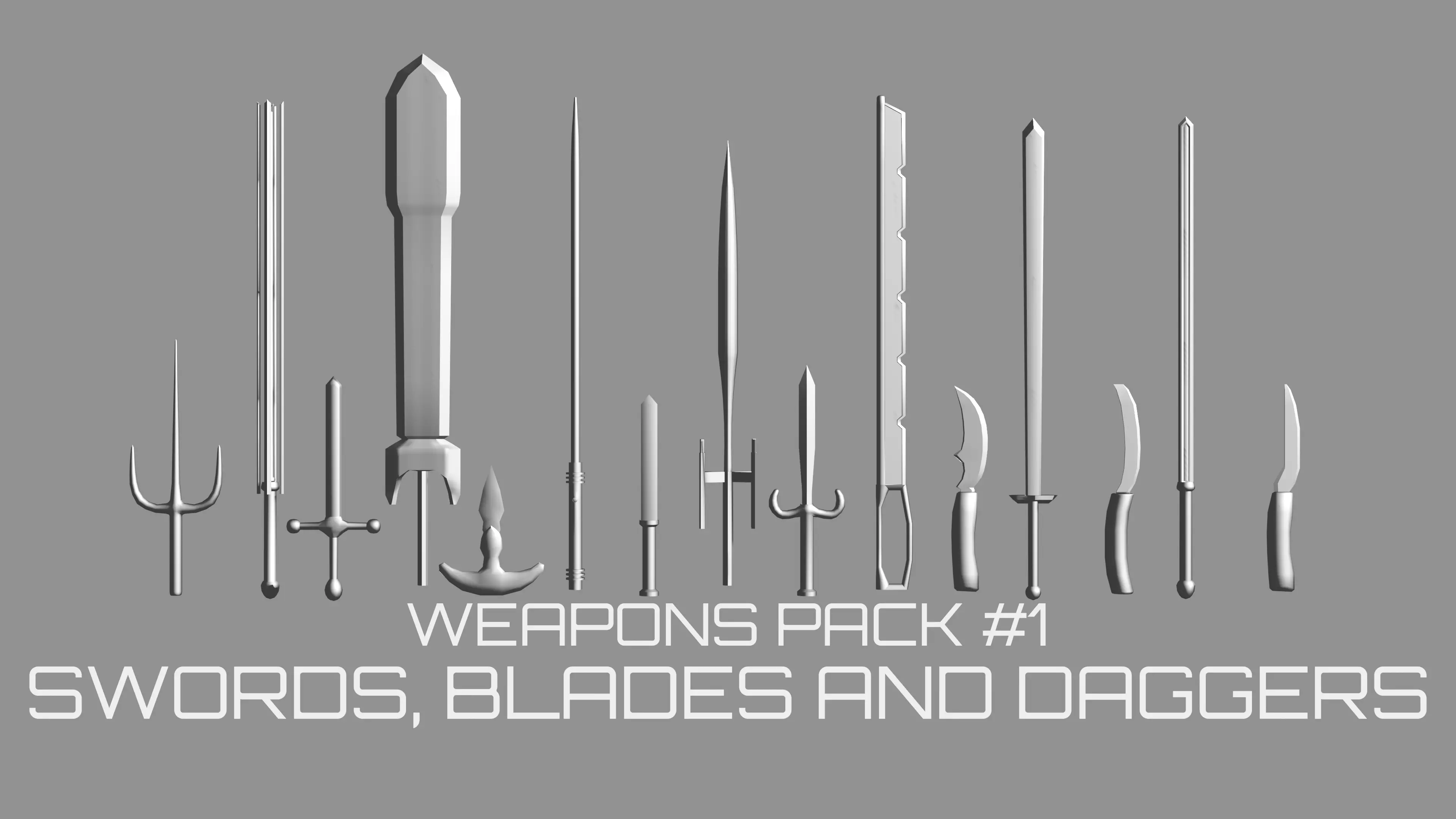 Weapons Pack 1 - Swords Blades and Dagger Free low-poly 3D model