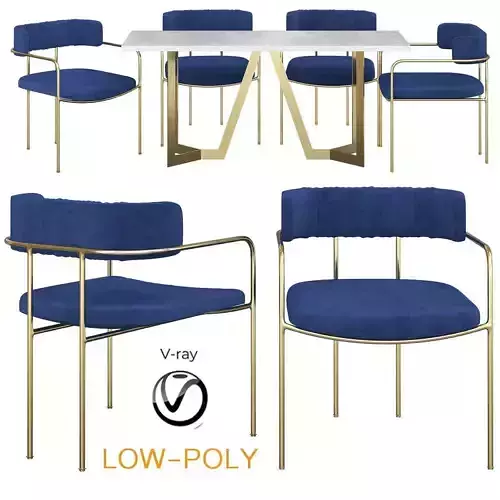 Dining Table Set West Elm 3d model