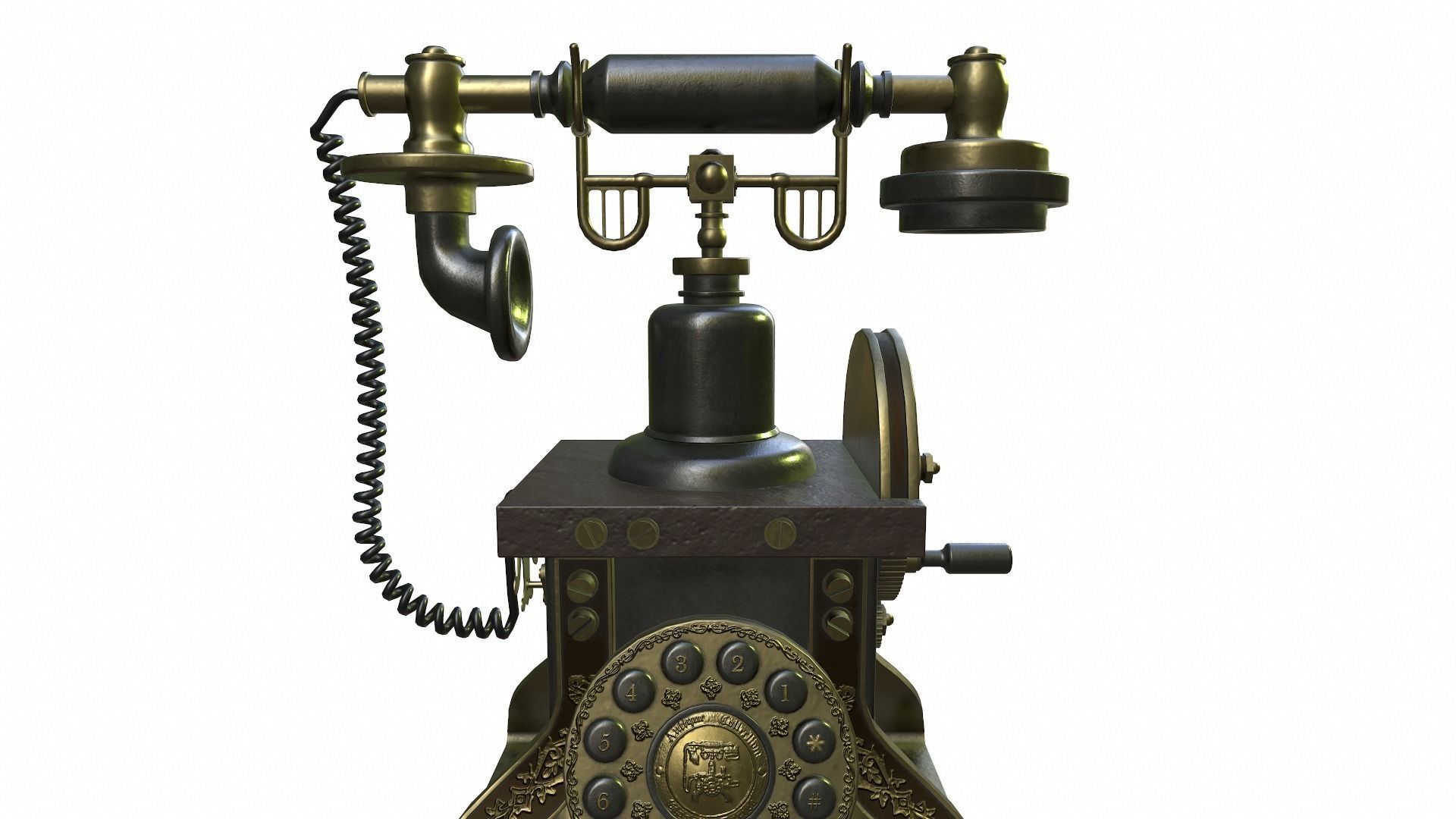 The Eiffel Tower 1892 Rotary Antique Telephone Low-poly 3D model_7